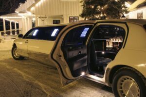 white limo with opened doors