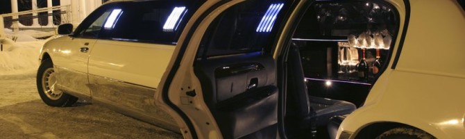 white limo with opened doors