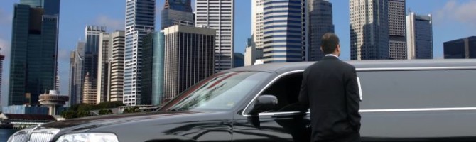 black limo and a businessman