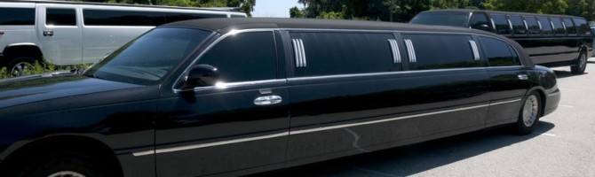 black limo on the hot asphalt