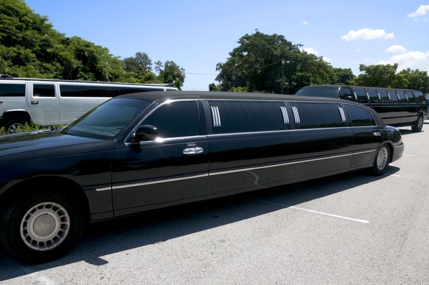 black limo on the hot asphalt