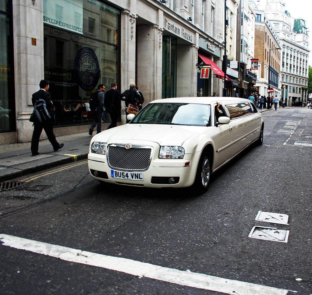 white limo on the crossroad