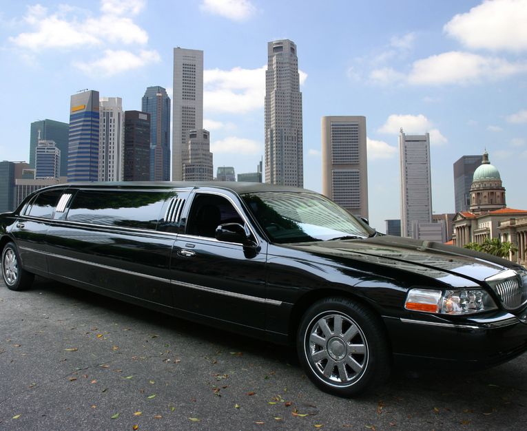 black limo lined up in a diagonal