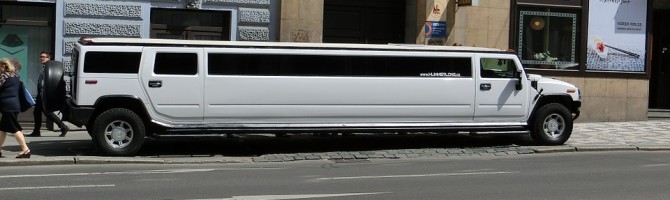 a white parked limo