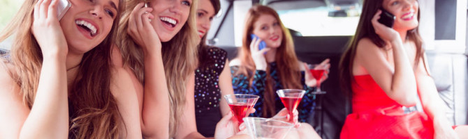 girly partying in a limo