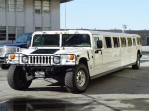 white limo on the airport