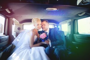 a couple in a limo